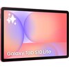 Na zdjęciu widoczny jest tablet z kolorowym, abstrakcyjnym tłem na ekranie, z napisem "Galaxy Tab S10 Lite" w dolnej części. Urządzenie ma cienkie ramki i czerwony bok obudowy.