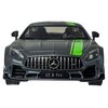 Zdalnie sterowany samochód w kolorze szarym z zielonym paskiem na masce, widoczny od przodu, z logo producenta na grillu i napisem "GT R Pro" na tablicy rejestracyjnej. Model ma szczegółowo odwzorowane reflektory i zderzak.