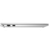 Srebrny laptop w pozycji zamkniętej, widoczny z boku, z portami: zasilania, Ethernet, HDMI i USB. Obudowa ma prosty, nowoczesny design z wyraźnie zaznaczonymi krawędziami.