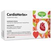 Opakowanie suplementu diety CardioHerbs+ z logo Herbapol Poznań, zawiera 30 kapsułek. Na opakowaniu widnieją informacje: "Serdecznik wzmacnia układ sercowo-naczyniowy", "Magnez pomaga w prawidłowym funkcjonowaniu mięśni", "Głóg wspomaga pracę serca, zwięk