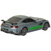 Na zdjęciu znajduje się zdalnie sterowany model samochodu w kolorze szarym z zielonymi akcentami, z widocznym logo Mercedes oraz napisem "GT R Pro" na tablicy rejestracyjnej. Samochód ma sportowy design z dużym tylnym spojlerem i szczegółowymi felgami.