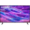 Telewizor z wyświetlaczem prezentującym kolorowy, abstrakcyjny wzór w odcieniach fioletu i niebieskiego. Na ekranie widoczne są napisy "SAMSUNG" oraz "Neo QLED".
