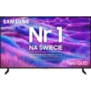 Telewizor z wyświetlonym kolorowym tłem w odcieniach fioletu i niebieskiego, z dużym napisem "Nr 1 NA ŚWIECIE" oraz mniejszym tekstem "Najczęściej kupowane telewizory od 19 lat". Widoczne logo "SAMSUNG" oraz napis "Neo QLED".