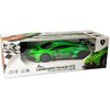 Pudełko zawiera zdalnie sterowany model samochodu Lamborghini Huracán GT3 w skali 1:12, w kolorze zielonym, z widocznymi napisami "63", "PERTAMINA" i "Fastron" na boku pojazdu. Na opakowaniu znajdują się również oznaczenia "6+" i "2.4 GHz" oraz logo produ