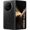 Czarny smartfon z dużym ekranem, na którym widoczny jest napis "HONOR Magic V5 5G". Na obudowie znajduje się okrągły moduł aparatu oraz logo "HONOR".