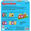 Opakowanie gry towarzyskiej "Rummikub Dla dzieci" z kolorową grafiką przedstawiającą karty z wizerunkami zwierząt oraz opisem zasad gry. Widoczne są napisy: "Unikalna gra edukacyjna inspirowana klasycznym Rummikub", "Dla 2-4 graczy", "Wiek 4-7", a także l