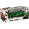Pudełko zawiera zdalnie sterowany model samochodu Lamborghini Huracán GT3 w skali 1:24, w kolorze zielonym z czarnymi i białymi detalami, z widocznymi napisami "Pertamina" i "Fastron" na boku pojazdu. Na opakowaniu znajdują się również napisy "Lamborghini