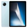 Tablet w kolorze niebieskim z dużym ekranem, na którym widoczny jest abstrakcyjny obraz w odcieniach bieli i niebieskiego. Na tylnej obudowie znajduje się okrągły moduł aparatu z dwoma obiektywami.