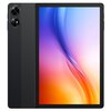 Czarny tablet z dużym ekranem, na którym widoczna jest kolorowa grafika z gradientem przechodzącym od fioletu przez niebieski do pomarańczowego. W tle widać fragment tylnej obudowy z dwoma okrągłymi aparatami.