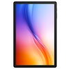 Tablet z czarną ramką wyświetla gradientowy ekran w odcieniach fioletu, niebieskiego, różowego i pomarańczowego. Na ekranie widoczny jest abstrakcyjny wzór z zakrzywionymi liniami.