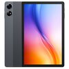 Szary tablet z dużym ekranem wyświetlającym gradientowe tło w odcieniach niebieskiego, fioletowego, pomarańczowego i żółtego. Na obudowie widoczne są dwa okrągłe obiektywy aparatu.