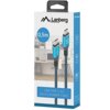 Opakowanie produktu przedstawia kabel USB-C - USB-C o długości 0,5 m w kolorze czarno-niebieskim, z logo "Lanberg" oraz napisami "USB Type-C 4.0 Data & Power Cable" i "40 Gb/s, 240W, 8K UHD". Na tle widoczna jest ilustracja biurka z komputerem i półkami.
