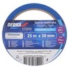 Niebieska taśma malarska marki Dedra o oznaczeniu 11T2010, z napisem "Taśma malarska" i "Masking tape", przeznaczona do użytku zewnętrznego, o wymiarach 25 m x 30 mm, z maksymalną temperaturą 60°C i odpornością na UV do 14 dni. Na etykiecie znajdują się t