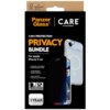 Opakowanie produktu PanzerGlass CARE zawiera etui, szkło prywatyzujące i osłonę obiektywu dla Apple iPhone 17 Air, z funkcją MagSafe i ochroną prywatności. Na opakowaniu widnieje tekst: "3-IN-1 PROTECTION PRIVACY BUNDLE", "1 YEAR ANYTHING GOES GUARANTEE",