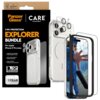 Opakowanie produktu PanzerGlass CARE zawiera przezroczyste etui, szkło hartowane i osłonę obiektywu dla Apple iPhone 17 Pro Max, z tekstem: "3-IN-1 PROTECTION EXPLORER BUNDLE", "MagSafe Compatible", "Urban Explorer Case", "Clear Ultra-Wide Fit Screen Prot
