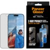 Opakowanie produktu z napisem "PanzerGlass Ultra-Wide Fit Screen Protection for: Apple iPhone 17 Pro" oraz "2-Way Privacy Screen Protector FastFit In-A-Box" obok ilustracji telefonu z nałożonym szkłem prywatyzującym. Widoczne są również instrukcje montażu