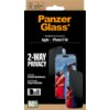 Czarne opakowanie produktu z napisem "PanzerGlass" oraz informacją o kompatybilności z "Apple iPhone 17 Air". Widoczne są także hasła: "2-WAY PRIVACY", "Impact and Scratch Resistance", "Ground-breaking Drop Protection" oraz "Easy Aligner Included", a w do