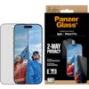 Opakowanie produktu "PanzerGlass" z napisem "Ultra-Wide Fit Screen Protection for: Apple iPhone 17 Pro" oraz "2-WAY PRIVACY". Widoczne są również informacje o odporności na uderzenia i zarysowania, ochronie przed upadkiem oraz zawartości zestawu "Easy Ali