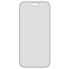 Przedstawiony jest prostokątny kształt przypominający ekran telefonu z wycięciem na górze. Produkt to "Szkło prywatyzujące PANZERGLASS Ultra-Wide Fit do Apple iPhone 17 Pro".