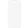 Na zdjęciu widoczne jest szkło hartowane o prostokątnym kształcie z zaokrąglonymi rogami, przeznaczone do telefonu Apple iPhone 17 Pro Max. Produkt jest przezroczysty z wycięciem na górze.