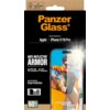 Opakowanie produktu "PanzerGlass" z napisem "Screen Protection for: Apple iPhone 17/16 Pro" oraz "Anti-Reflective Armor" z informacjami o lepszej przepuszczalności światła i niższej refleksyjności. Na dole widnieje informacja o dołączonym łatwym aplikator