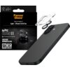 Opakowanie produktu PanzerGlass z napisem "Camera Lens Protection for: Apple iPhone 17/16/16 Plus" oraz "Hoops Ceramic II", "Certified Japanese Glass", "5X Stronger", "Applicator Integrated". Obok opakowania znajduje się telefon z dwoma obiektywami oraz p