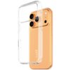 Przezroczyste etui na telefon z napisem "CARE by PanzerGlass" jest pokazane obok pomarańczowego smartfona z dwoma widocznymi obiektywami aparatu. Etui ma wycięcia na przyciski i aparat, a telefon ma gładką powierzchnię z zaokrąglonymi krawędziami.