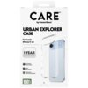 Opakowanie produktu z napisem "CARE by PanzerGlass Urban Explorer Case For Apple iPhone 17 Air" zawiera przezroczyste etui na telefon. Na opakowaniu widoczne są informacje: "1 Year Anti-Yellowing Guarantee", "4.8 meter drop tested", "Slim yet strong", "En