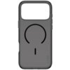 Przezroczysto-czarne etui na telefon z okrągłym wzorem na środku, przeznaczone do Apple iPhone 17 Pro Max, z napisem "CARE" w dolnym rogu.