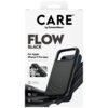Opakowanie produktu z napisem "CARE by PanzerGlass FLOW BLACK For Apple iPhone 17 Pro Max" oraz "TACTILE METAL BUTTONS". Widoczne są ikony i teksty: "MagSafe compatible", "2.4 meter drop tested", "Slim yet strong", "Enhanced camera protection".