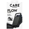 Opakowanie produktu z napisem "CARE by PanzerGlass FLOW BLACK For Apple iPhone 17 Pro" oraz "TACTILE METAL BUTTONS". Widoczne są również ikony z opisami: "MagSafe compatible", "2.4 meter drop tested", "Slim yet strong", "Enhanced camera protection".