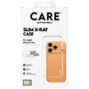 Opakowanie produktu "CARE by PanzerGlass" zawiera przezroczyste etui na Apple iPhone 17 Pro, z napisem "SLIM X-RAY CASE" oraz informacjami o cechach takich jak "1.2 meter drop tested", "Smooth grip" i "Enhanced camera protection". Na opakowaniu widnieje r
