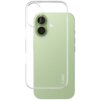 Przezroczyste etui na telefon jest nałożone na zielony smartfon z dwoma widocznymi aparatami i napisem "CARE" w dolnej części obudowy. Etui jest cienkie i dopasowane, podkreślając kolor oraz kształt urządzenia.