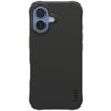 Czarne etui na telefon z dwoma wycięciami na aparaty i napisem "CARE" w dolnej części. Etui ma zaokrąglone krawędzie i jest przeznaczone do urządzeń z funkcją MagSafe.