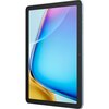 Na zdjęciu widoczny jest tablet z dużym ekranem, na którym wyświetlany jest gradientowy motyw w odcieniach niebieskiego, fioletowego i złotego. Tablet ma cienkie ramki i przyciski boczne.