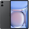 Tablet w kolorze szarym z dużym ekranem, na którym widoczna jest abstrakcyjna grafika w odcieniach niebieskiego i różowego. Na tylnej obudowie znajduje się logo "Blackview" oraz dwa obiektywy aparatu.