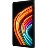 Tablet z wyświetlaczem prezentującym kolorowe, dynamiczne linie w odcieniach pomarańczowego, czerwonego, niebieskiego i zielonego. Obudowa urządzenia jest szara, a na boku widoczne są przyciski.