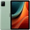 Zielony tablet z widocznym logo "OSCAL" na tylnej obudowie oraz ekranem wyświetlającym abstrakcyjny wzór w odcieniach pomarańczowego i niebieskiego. W lewym górnym rogu tylnej obudowy znajduje się moduł aparatu z trzema obiektywami i lampą błyskową.