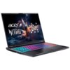 Na zdjęciu widoczny jest laptop z kolorową klawiaturą, na ekranie którego wyświetla się grafika z logo "acer", "Nitro" oraz "ai" na tle kosmicznej scenerii. Obudowa laptopa jest ciemna, a klawiatura podświetlona w różnych kolorach.