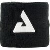 Czarna frotka na rękę z białym, geometrycznym logo w kształcie trójkąta na środku. Materiał ma teksturę frotte, co nadaje mu miękki wygląd.