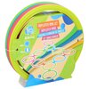 Zestaw kolorowych obręczy do gry plenerowej marki Eddy Toys, zawierający 20 elementów, w tym 10 niebieskich i 10 zielonych obręczy. Na opakowaniu widnieje napis "Hopscotch Ring Set" w kilku językach oraz logo Eddy Toys.