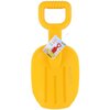 Żółta plastikowa łopatka do piasku z dużym uchwytem, na której zawieszona jest etykieta z napisem "Zabawka łopatka do piasku EDDY TOYS Jumbo 1074283 Żółty". Etykieta przedstawia również zdjęcie czerwonej łopatki i żółtej foremki.