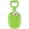 Zielona łopatka do piasku z dużym uchwytem, na której zawieszona jest etykieta z napisem "Shovel, Schaufel, Pelle, Schep" oraz logo Eddy Toys. Etykieta przedstawia również obrazek czerwonej i żółtej łopatki oraz informację "4 PCS".