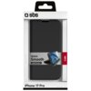 Opakowanie produktu z logo "sbs" zawiera czarne etui typu Wallet Book do Apple iPhone 17 Pro z funkcją stojaka, z widocznym napisem "Wallet Smooth Stand Function". Na dole opakowania znajduje się napis "Designed for iPhone 17 Pro".