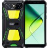 Smartfon OUKITEL G5 4/128GB 6" w kolorze zielonym, z przodu widoczny ekran z gradientowym tłem, z tyłu obudowa z żółtymi i zielonymi akcentami oraz napisem "OUKITEL". Na obudowie znajduje się również napis "HD ADVANCED ULTRA PRECISION".