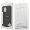 Na zdjęciu widoczne jest czarne etui z napisem "GUESS" w opakowaniu, które zawiera również tekst "COMPATIBLE WITH MagSafe SYSTEM". Obok opakowania znajduje się karton z napisem "NEVER STOP DREAMING!! Paul Marciano" oraz logo "CG MOBILE".