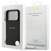 Czarne etui do iPhone 17 Pro marki GUESS z teksturą, widoczne w opakowaniu z napisem "GUESS EST. 1981" oraz "Compatible with MagSafe". Na odwrocie opakowania znajduje się napis "NEVER STOP DREAMING!! Paul Marciano" oraz logo "CG MOBILE".