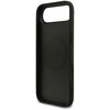 Czarne etui na telefon z wycięciem na aparat, posiada wytłoczone logo "GUESS" na środku. Etui ma gładką powierzchnię i jest przystosowane do systemu MagSafe.