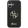 Czarne etui na telefon z widocznym złotym logo składającym się z liter "G" i "C" oraz napisem "Guess" na dole. Etui ma wycięcia na dwa obiektywy aparatu i lampę błyskową.
