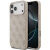 Różowe etui na telefon z widocznym wzorem 4G i napisem "GUESS" na dole, zaprojektowane dla modelu Apple iPhone 17 Pro Max. Etui ma wycięcia na aparat i przyciski boczne.